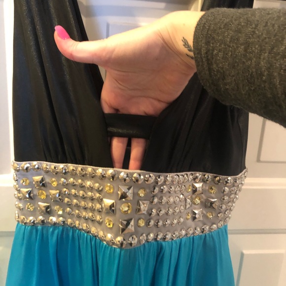 Bebe black and blue party dress - Picture 4 of 6